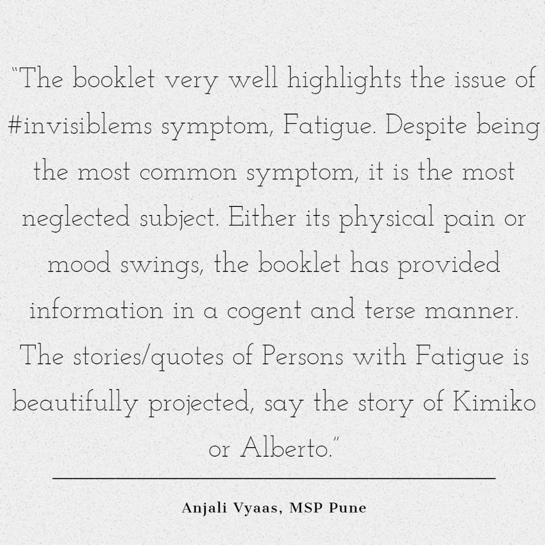mssocietyindia's tweet photo. Our MSPs and Caregivers have been finding the #MSFatigue booklet by @MSIntFederation extremely helpful and here are some of their testimonials π§‘
Have you checked it out yet π https://t.co/TTHeCwFT7t
@WorldMSDay @MoHFW_INDIA @moayush #PMJAY #KnowMultipleSclerosis https://t.co/8OIF6Y4jZj