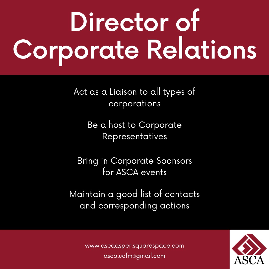 Join the ASCA General Council today! (1/2)

All undergraduate students enrolled at the Asper School of Business are eligible to apply. Click on the pictures to see roles and responsibilities! 

Applications are now open:
docs.google.com/forms/d/e/1FAI…