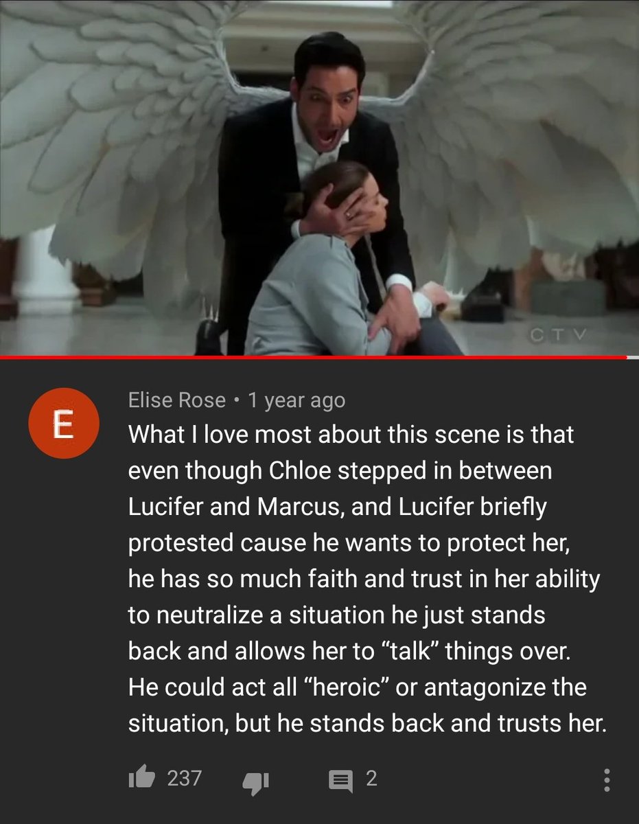 But can we also talk about this comment from YouTube? The trust that Lucifer has for Chloe is supreme 