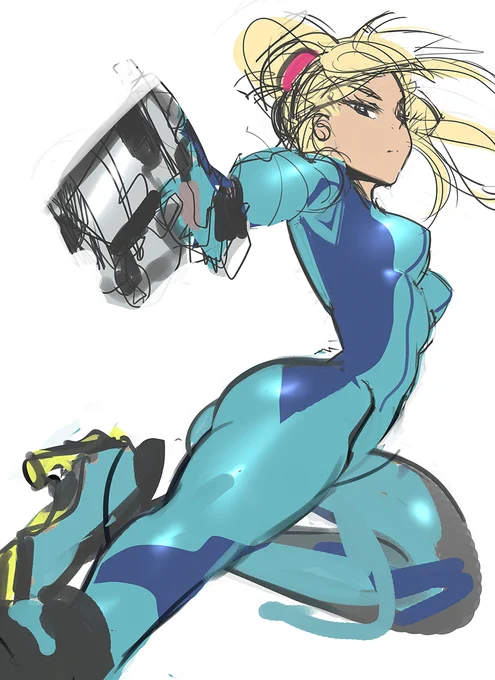 And the votes are in! Early sketches for this month's Zero Suit Samus illustration. Foreshortening this kick is ridic difficult, not sure if it will end up as boost kick or flip kick

Which one is working the most? 