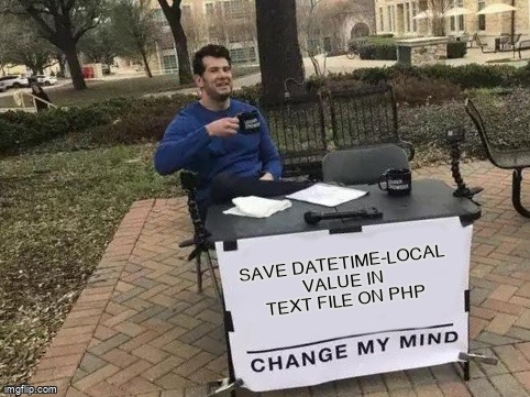 overflow_meme's tweet image. save datetime-local value in text file on php stackoverflow.com/questions/6135… #datetime #input #fwrite #php #fopen