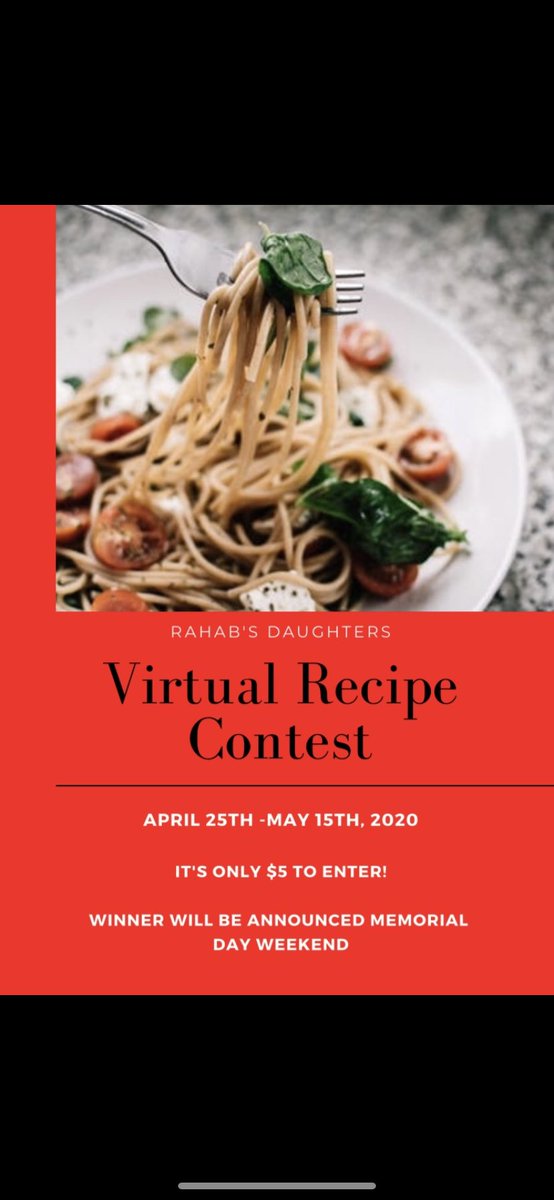 RahabsDaughter's tweet photo. If you enjoy cooking, Rahab’s Daughters is giving you the opportunity to enter in a Virtual Recipe Contest for a chance to win a gift card &amp; a chance to have your recipe showcased in our Surviver Cook Book! How cool is that?! 
Register at https://t.co/WdCNv98MNy https://t.co/U38wXbhbyx