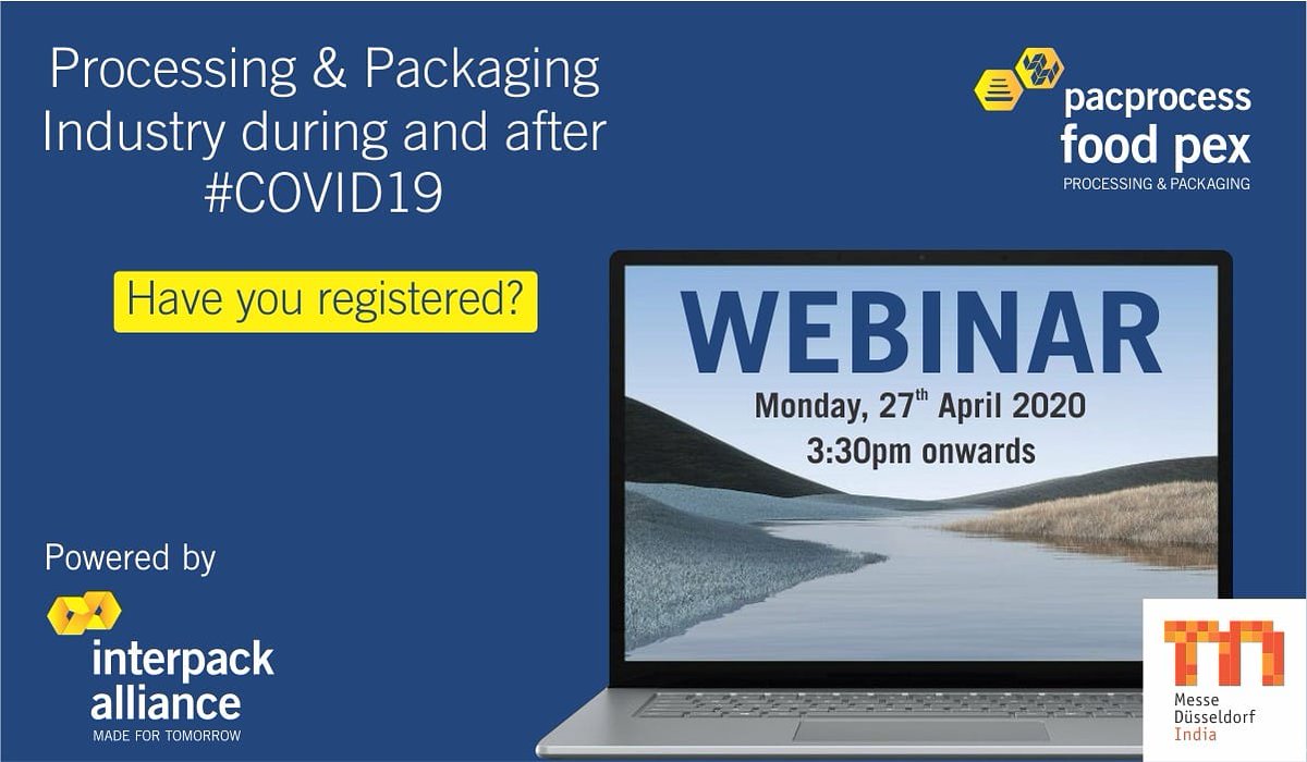 Will the Processing &amp; Packaging Industry survive #COVID19? FREE to attend webinar powered by interpack 27April @ 3:30 PM.

Register now: us02web.zoom.us/meeting/regist…

#Processing &amp; #Packaging #interpackalliance