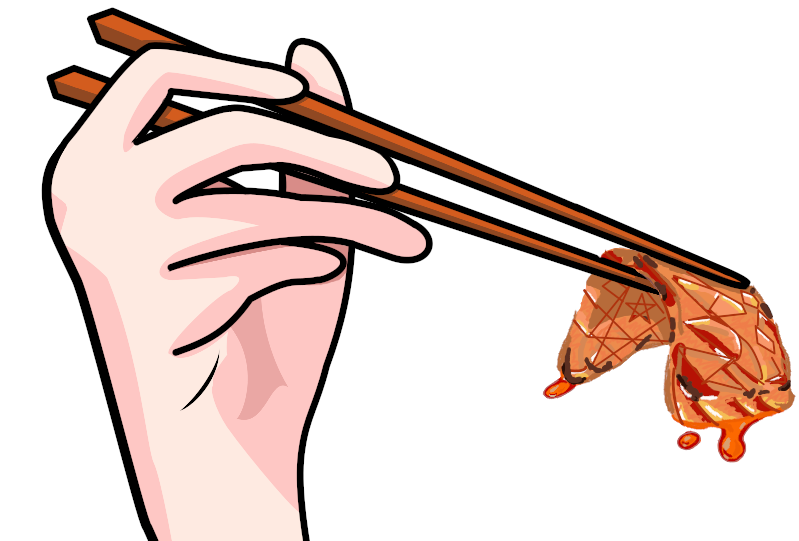 かまぼこ Ayt 焼肉を食べる手の イラストを描きました