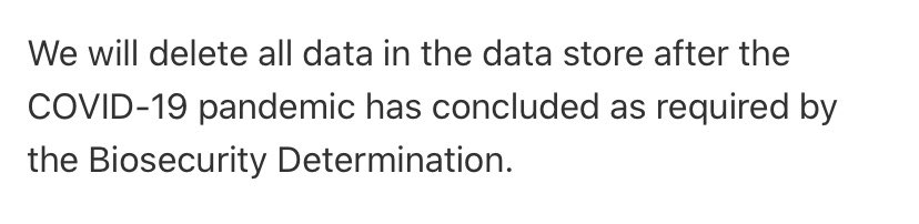 Good things: the shared data (if you’re positive) *will* be deleted when pandemic is over, & will be stored in Australia not offshore. The data on your own device is deleted every 21 days.From my reading of it as someone involved in data ethics this is much improved  #covidsafe