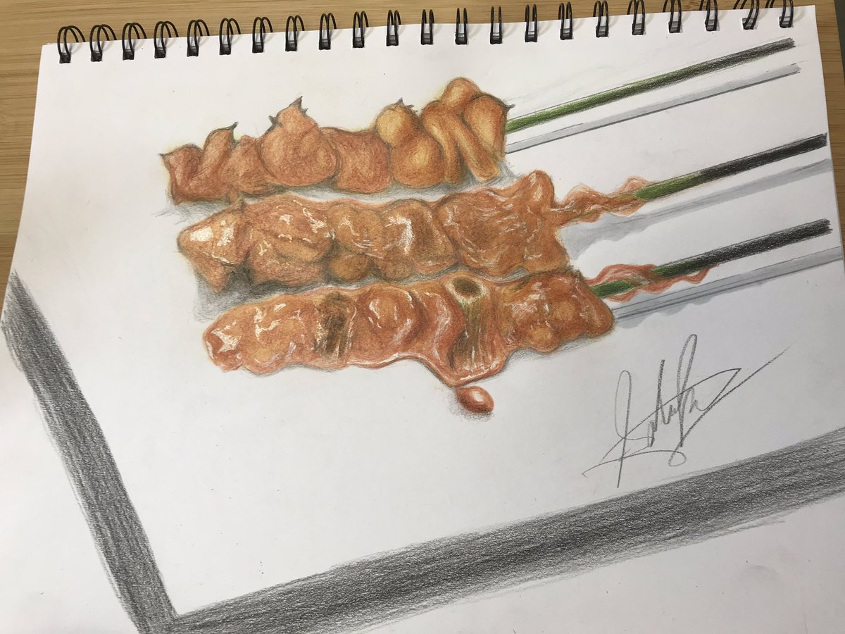 Dianne イラスト デジタルart 色鉛筆画 チョークアート 看板 V Twitter 焼き鳥出来ました お腹すきました 焼き鳥 やきとり 居酒屋メニュー 色鉛筆 いろえんぴつ 色鉛筆画 食べ物 食べ物イラスト