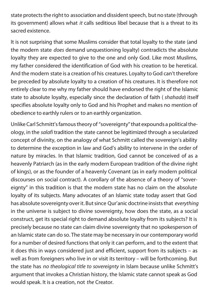 I have to eat. Instead of a long thread, here’s reading from my teacher Talal Asad explaining the problematics of a modern state and the unique forms of violence it inculcates. When you think of “law” and violence, this should be the starting point.  https://www.academia.edu/2346023/Muhammad_Asad_between_Religion_and_Politics_-_Talal_Asad