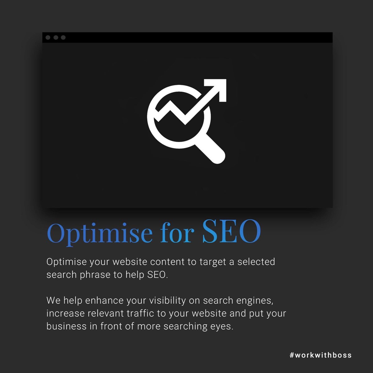 workwithboss_'s tweet photo. Boss. Bringing you daily marketing ‘tips and tricks’ to add to your marketing toolbox and build your digital marketing strategy. Broken down into bite-sized pieces to help your business break into the digital realm!  #workwithboss #seo #digitalmarketing #marketingstrategy https://t.co/mJV6193bp6