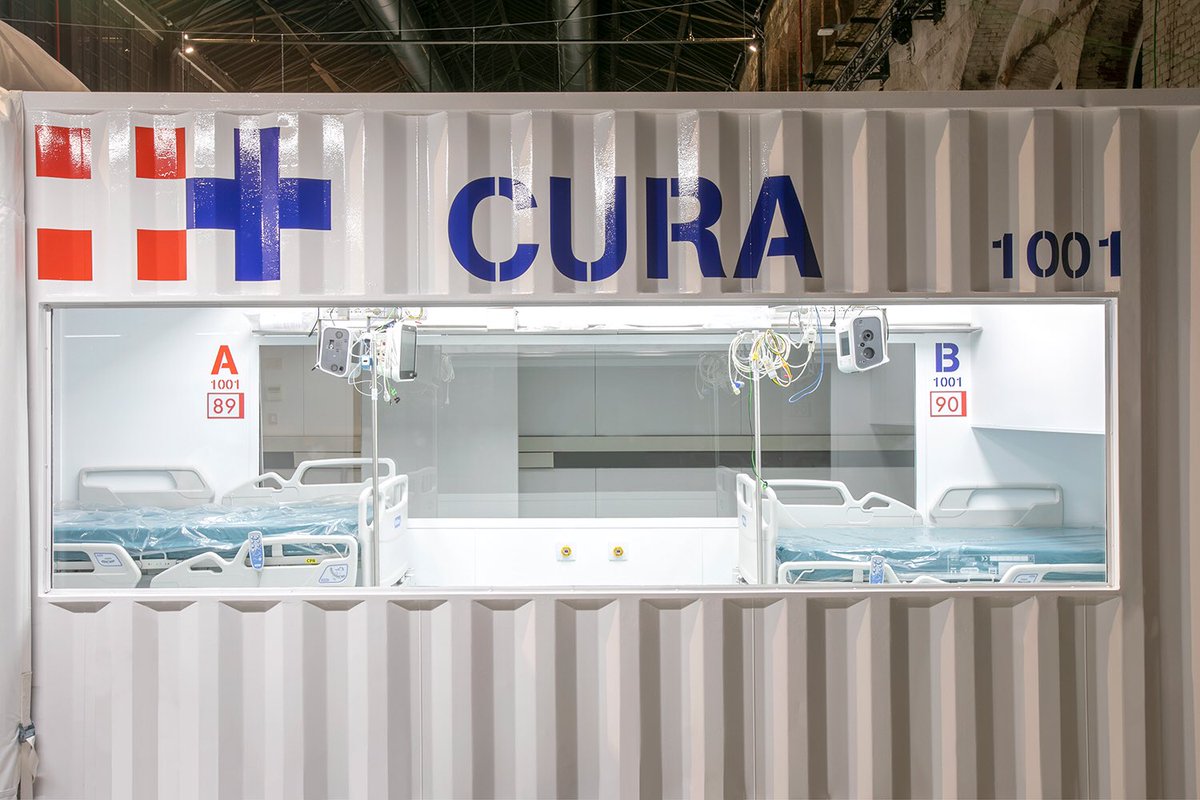 Sjcontainerbui1's tweet photo. Italian architects have converted shipping containers to ICUs to treat patients fighting COVID-19. Safe, effective and efficient! @VictorianCHO @9NewsMelb @EMV_news @theheraldsun @abcnews #popupclinic #makeshifthospital #containerbuilding #shippingcontainer #coronavirus #covid_19 https://t.co/9dTVlXLcTV