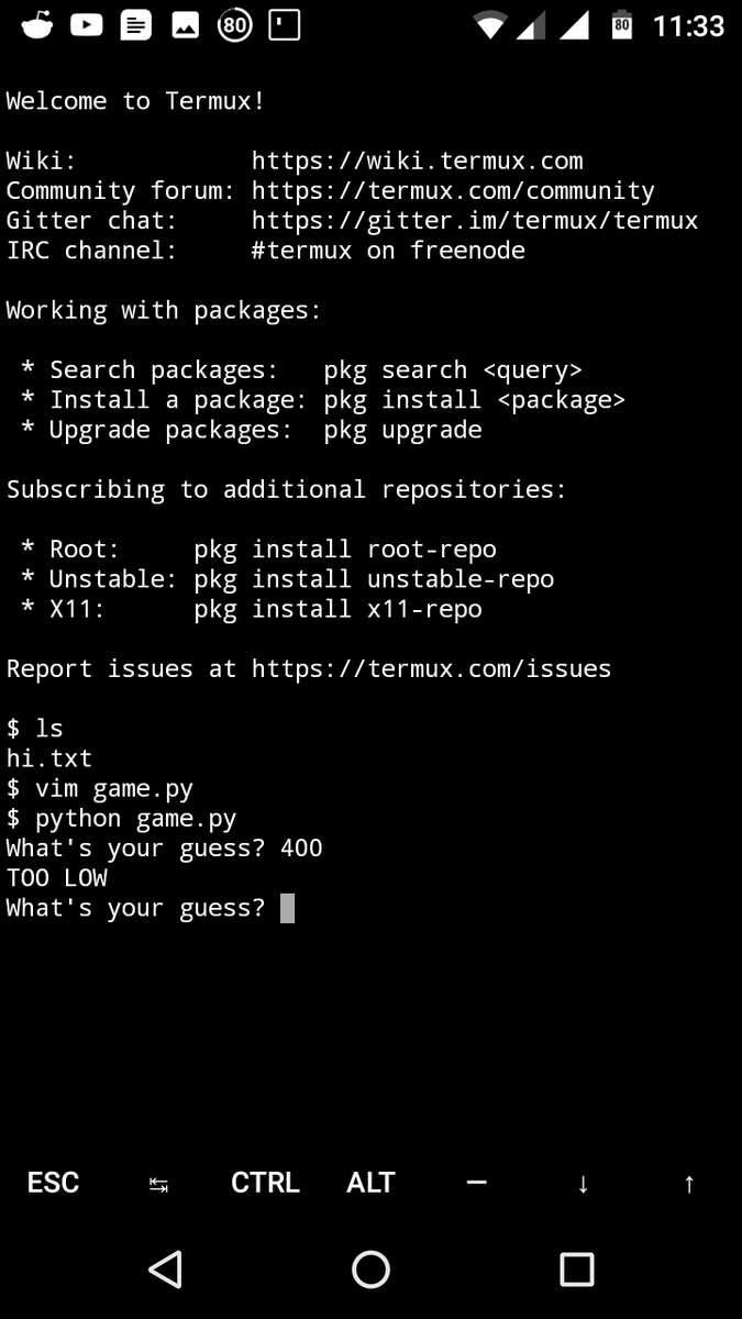 im_linn's tweet photo. @joelgrus Had to try this quickly on my android phone. And termux gave me the super power. https://t.co/aDLLemEnjK