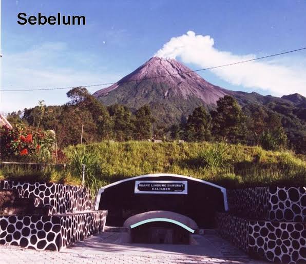 Bunker kaliadem sendiri digunakan sebagai tempat penyelamatan darurat ketika erupsi merapi terjadi. Berebentuk seperti sebuah dome, dengan pintu masuk yg lebih rendah dari tanah. Ini adalah foto sebelum kejadian. Sc pic  http://geologi.co.id 