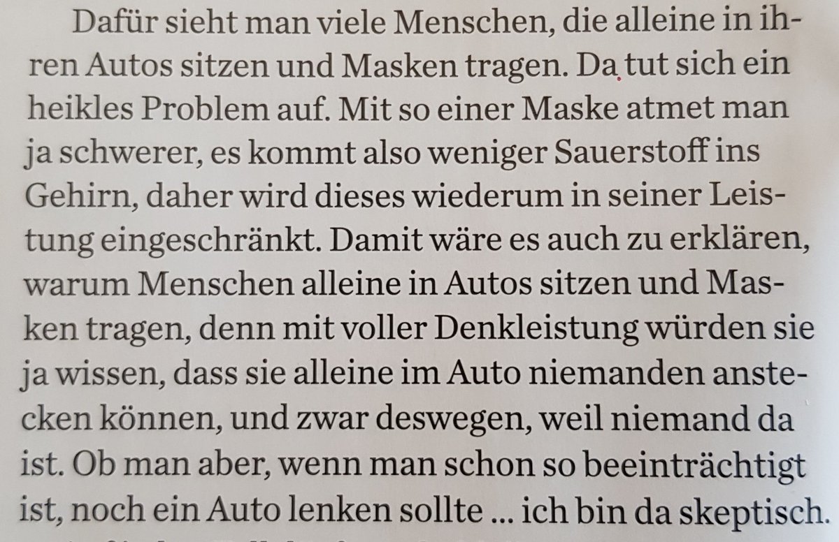 Die #Autorevue bringts auf den Punkt: über Menschen die allein im Auto sitzen und Maske tragen :-))) #CoronaVirusAT