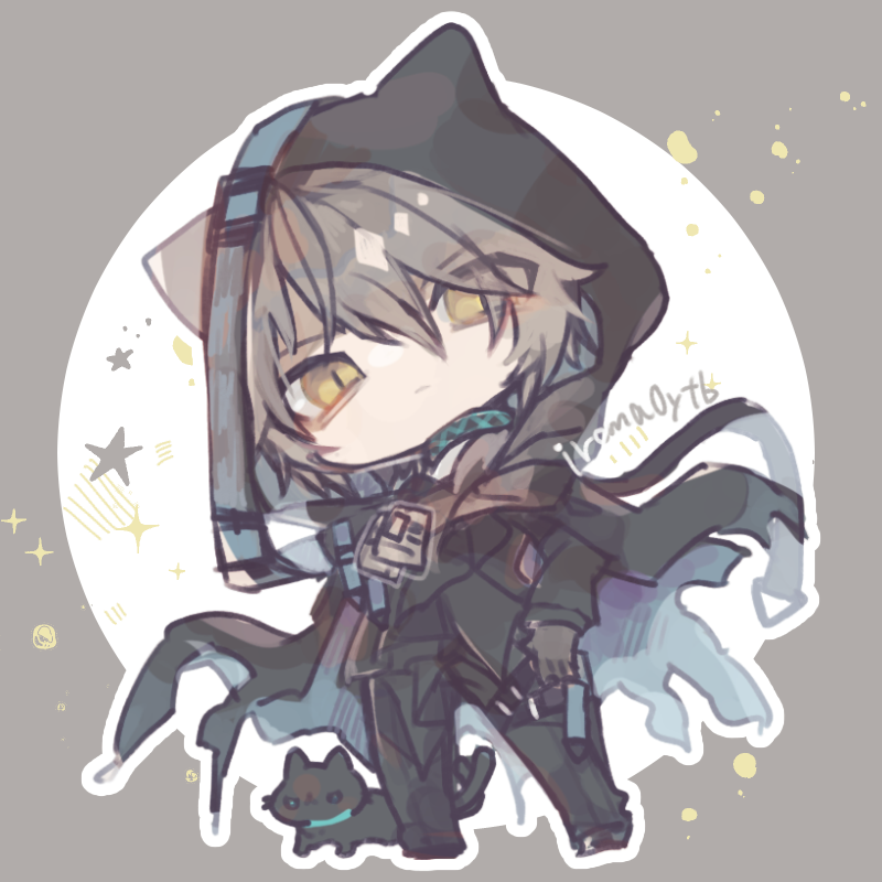 cat 1boy male focus infection monitor (arknights) black cat hood animal ears  illustration images