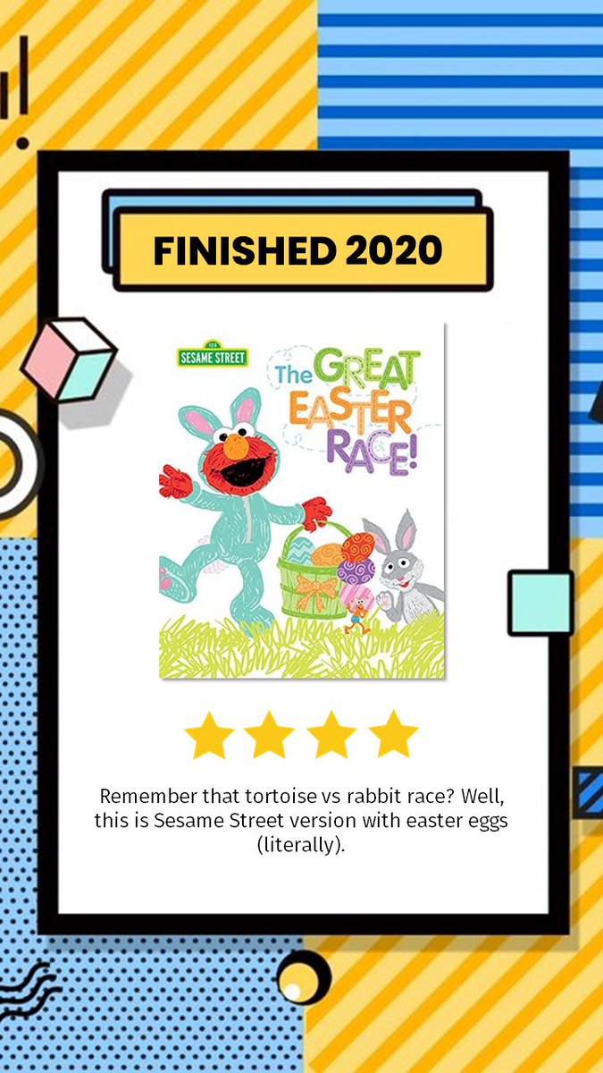 52. The Great Easter Race!Kisah klasik lomba lari antara kura-kura dengan kelinci yang dimodifikasi ala Sesame Street -  https://www.goodreads.com/review/show/3301310687