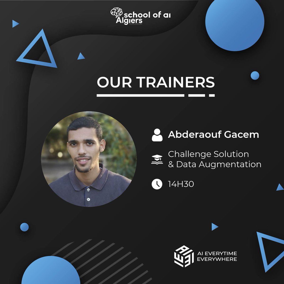 SoAIAlgiers's tweet photo. Hello wizards 🧙♂️,
We hope that our last week's workshops were useful 😍.
Tik Tok one hour left ⏳to solve our last challenge, so for those who did the challenge and want to know the solution join us at 2:30 pm via ➡️https://t.co/RN5jdDaJPT
#schoolOfAi #AI2E #week_4 https://t.co/4e0Dp9NUd9