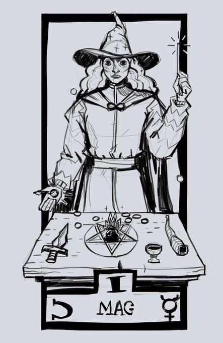 I also forgot I was working on refreshing my friend's old tarot cards and I sketched 3 of them.
Should I continue? ? 