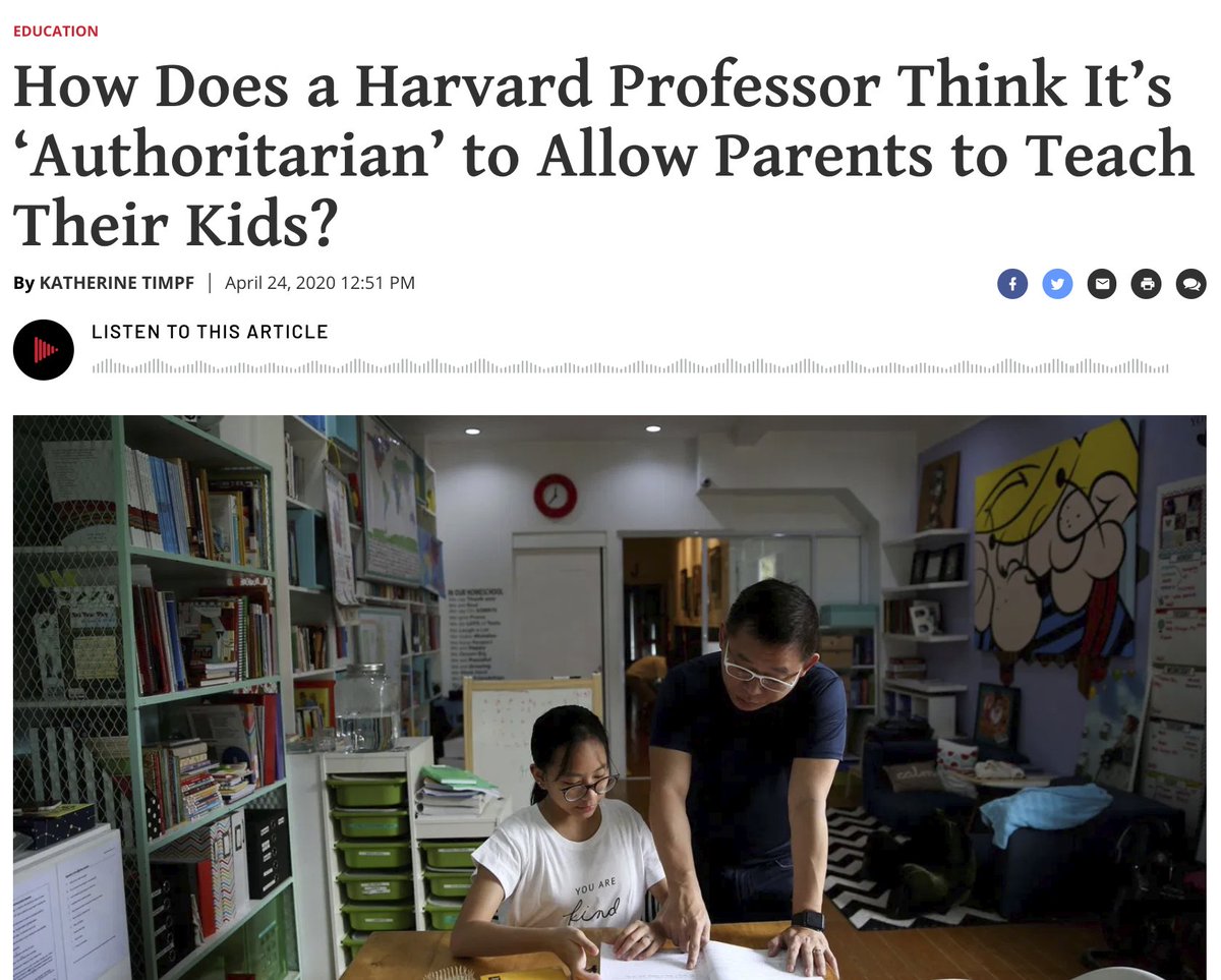 Harvard professor Elizabeth Bartholet has called for a ban on homeschooling because it gives parents “authoritarian” control over their children.She wants to ban homeschooling to protect these children from white supremacy.No, I am not making this up.