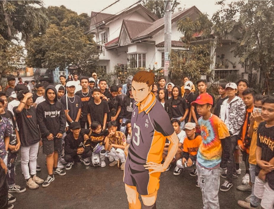 OFFICIAL PHOTO: the HYPEBEAST, one of the strongest squad in the Philippines, released an official group photo featuring Karasuno's ace Azumane Asahi. The group allegedly tried to recruit Asahi due to his strong aura. 