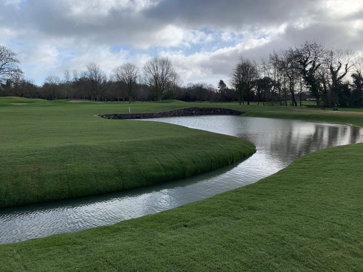 Project completed in westmanstown GC Dublin with the construction of a new lake on the 17th hole  &amp; construction of a stream and stone wall construction .. ( Design by Re Golf Design )