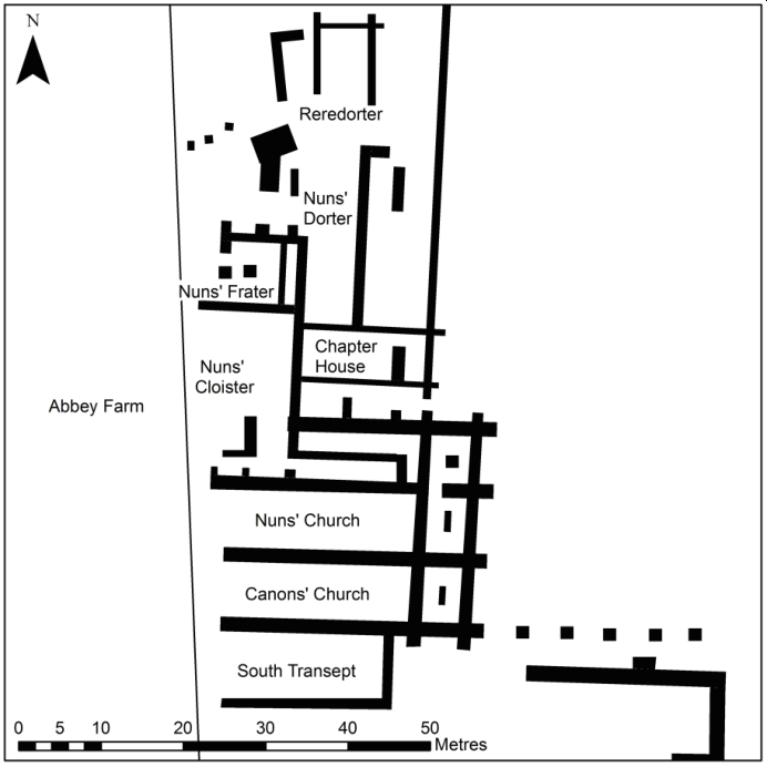 The Gilbertines again! Shouldham was their final double house to be founded, c.1197, after the death of St Gilbert. Aerial photo data from crop markings and geophys allows us to work out the site. There is stuff under the courtyard and a lot has been destroyed in the last century