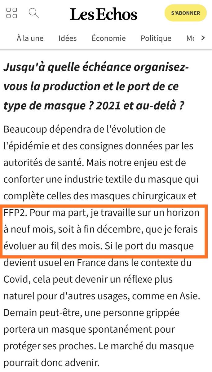 ZERBIBSamuel2's tweet photo. Article très intéressant : la France a prévu des commandes de masques alternatifs pour les 9 mois à venir sur la base de 20M/semaine en Mai jusqu'à 50M/semaine en automne et ceci auprès de leur 4 grands distributeurs historiques dont #chargeurs !!!

https://t.co/6iqxeTpqhn https://t.co/DrL6HGiopM