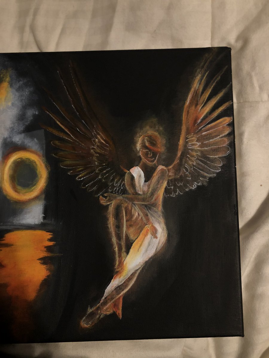 Here is MY (FINALLY) FINISHED illenium album collaboration painting  and yes it is for sale! ✨😭🥺🧡💛🖤