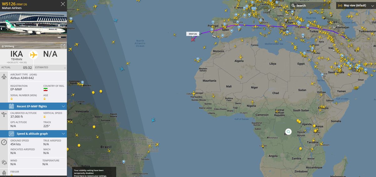 Looks like this A340 of Iranian Mahan Air also on route to Venezuela. The fourth known flight in recent days.