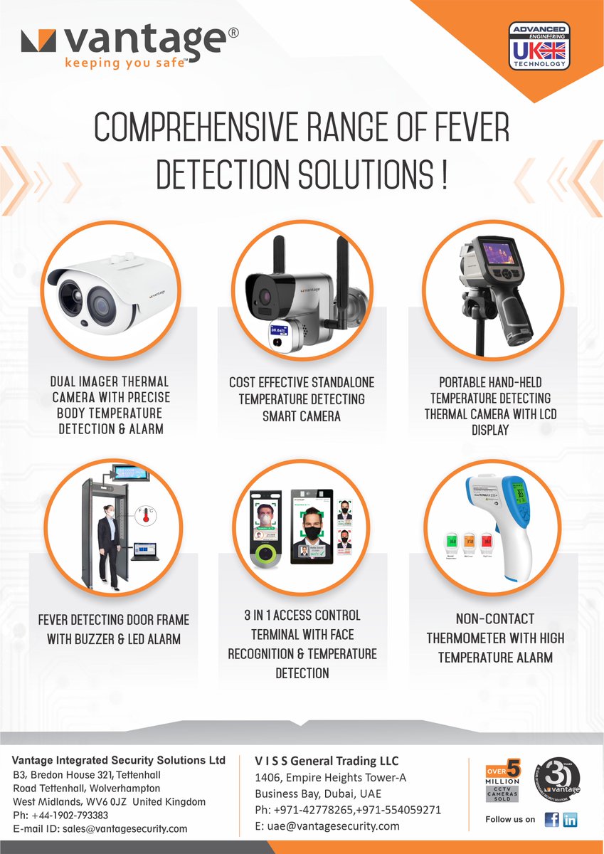 VantageSecurity's tweet image. Comprehensive Range of Fever Detection Solutions!
Contact Us - goo.gl/kREiin 
#Vantage #Security #keepingyousafe #cctv #surveillance #accescontrol #alarmsystems #entrancemanagement #turnstiles #barriers #metaldetectors #smartcities #parkingmanagement #covid19 #Covid_19