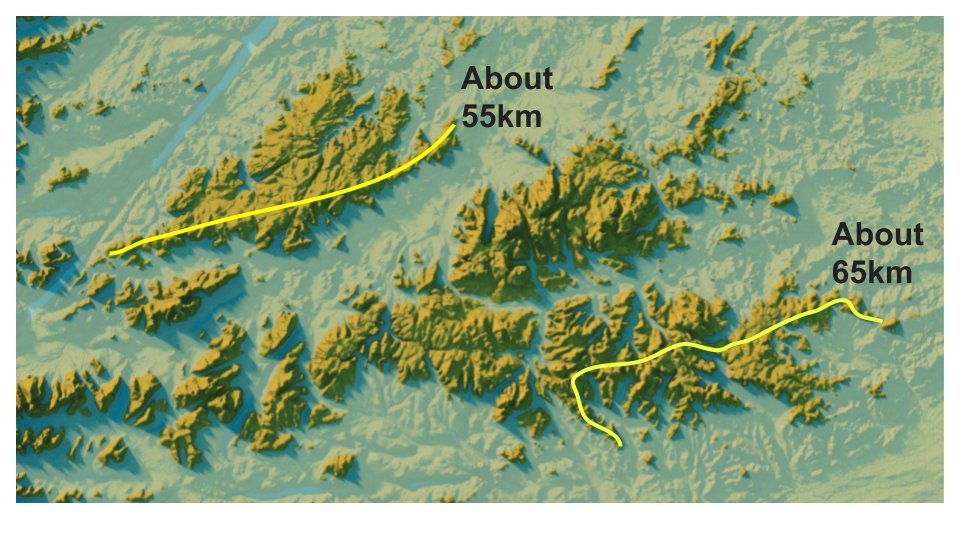 would need higher resolution data for this to be definitive but it looks like it is possible to walk for more than 50km without dipping below 2,000ft