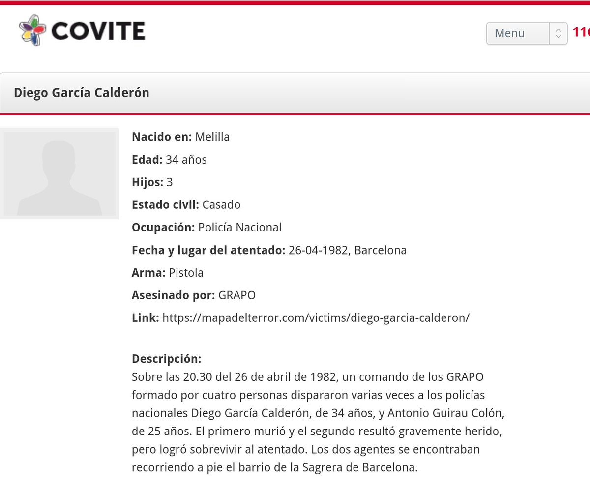 ConsuorF's tweet photo. #TalDiaComoHoy de 1982 en #Barcelona los #GRAPO asesinaron al @policia Diego García, de 34 años y con 3 hijos. Estaban recorriendo a pie el barrio de la Sagrera cuando les dispararon repetidamente. Su compañero quedó gravemente herido.

Recuerdarle!

https://t.co/tvWAYa3jZx https://t.co/RPlIPNmbQk