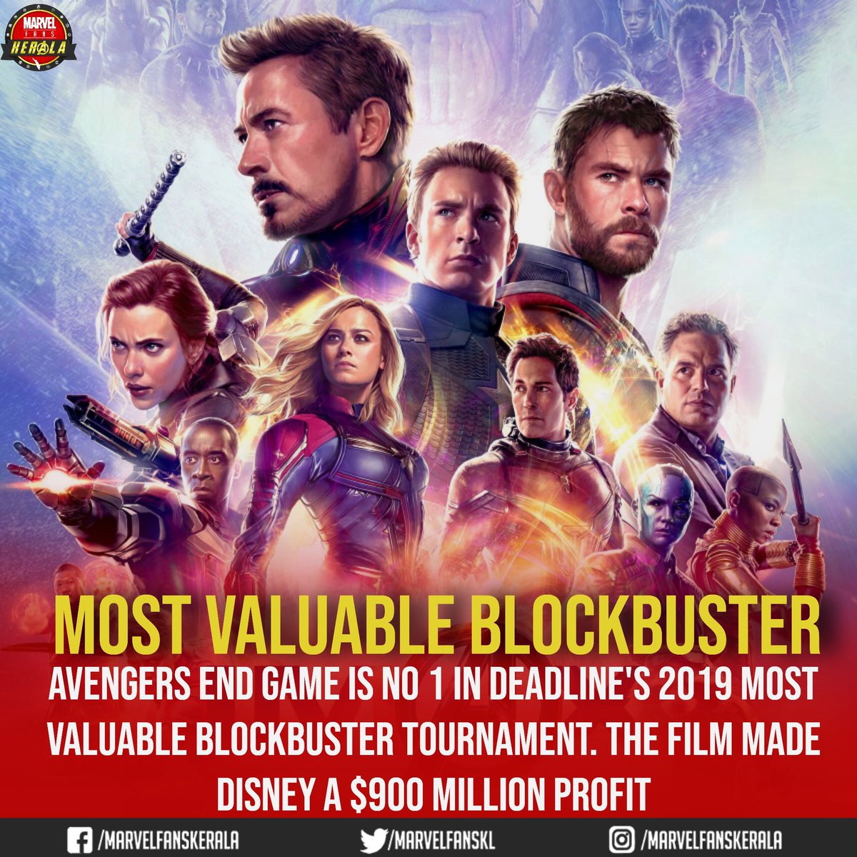 MarvelFansIN's tweet photo. The Most Valuable Blockbuster of 2019 - Avengers Endgame ❤️ ❤️

#MarvelFansKerala #1YearOfEndgame @DEADLINE @MarvelStudios @Marvel_India @RobertDowneyJr #Marvel #AvengersAnniversary https://t.co/WGfzEDZSyq