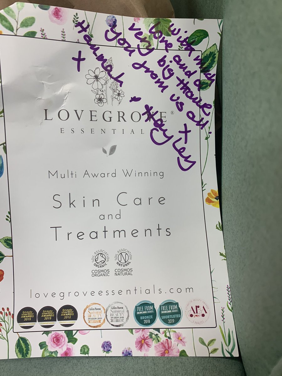 #lovegroveessentials thank you for your kind donation of skin care treatments for the staff working tirelessly to help battle covid-19