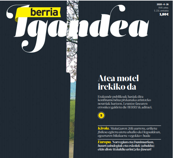 Koma hemen jarri, han jarri edo ez jarri berdintsu dela uste duten ikasleei erakutsi behar diet <a href="/berria/">Berria.eus</a>-ren gaurko azala. 

Atea, motel, irekiko da.