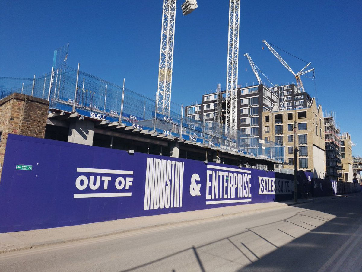 Although the hoarding slogans have a whiff of those dreadful HSBC ads, they're clearly going full-pelt for some Victorian gloriana nonsense in a nod to the area's former shipbuilding company & iron works.