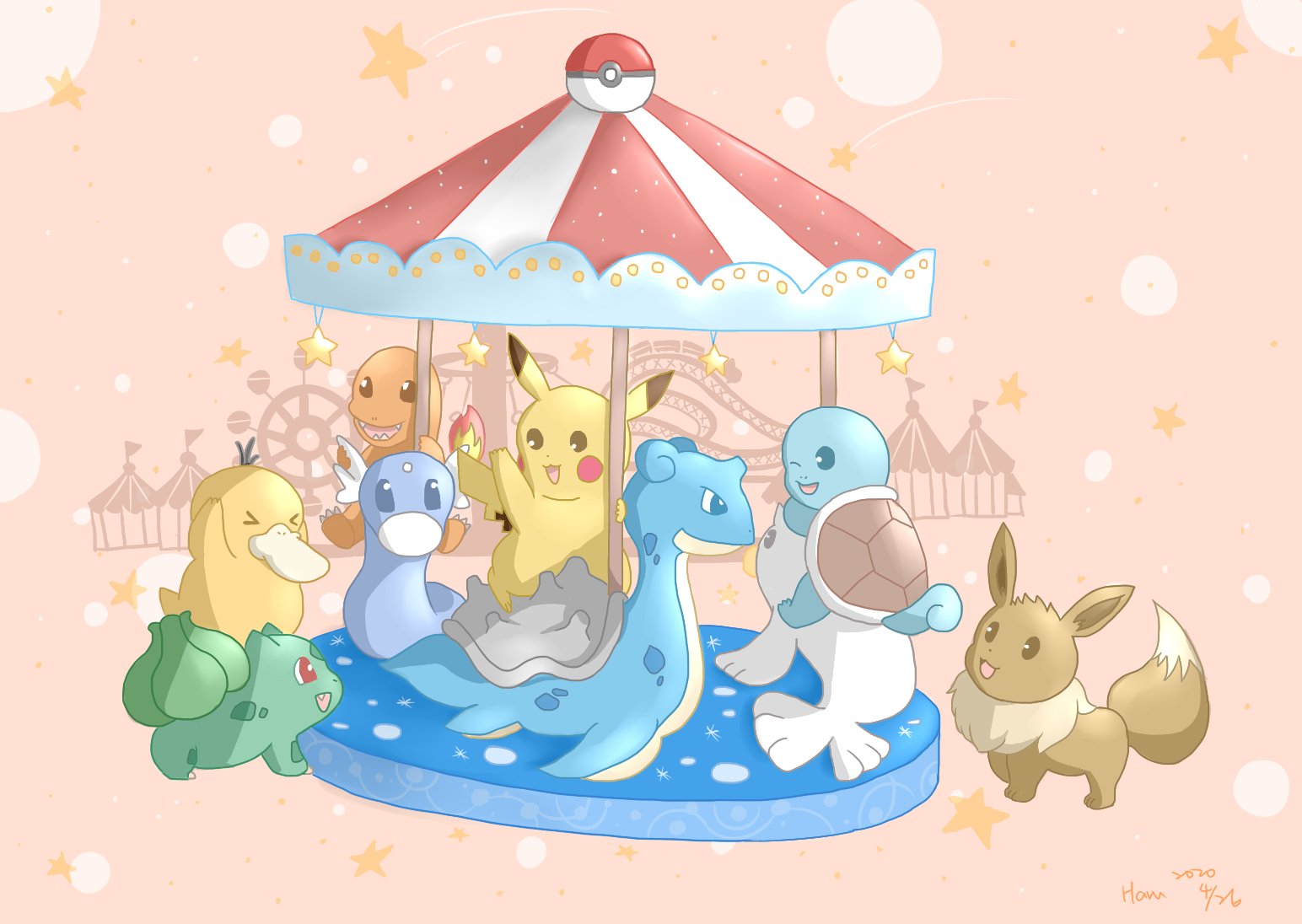 Haru Finally Done All The Picture Frist Time Saw The Carousel With Ocean Animal Was In Taipei S Amusement Park It Remind Me Many Good Memories Pokemon ポケモン ポケモン好きと繋がりたい ポケモン絵描きさんと繋がりたい ポケモン