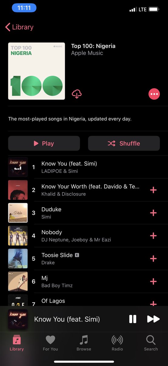 My people I hail o. 🙌🏽🙌🏽🙌🏽. @LadiPoe ‘s #Knowyou reaching No 1 song in the country even for just 30 minutes is my highlight of the year. He makes great music and I’m glad y’all love  and supported this one. Thanks to you all. Thank you @SympLySimi 
.
.
ladipoe.lnk.to/KnowYouSo