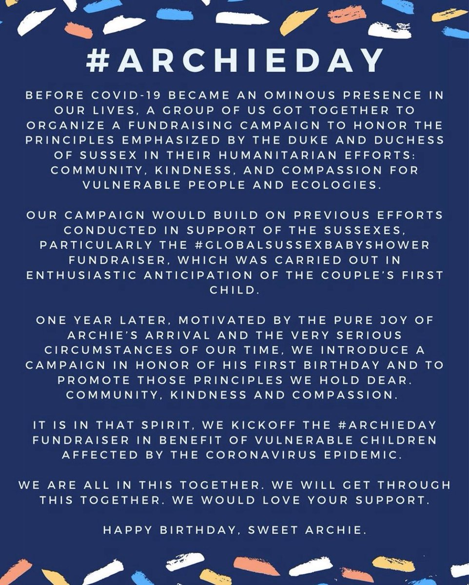  LET’S KEEP GOING!Please donate to support charities associated with  #ArchieDay or you local org to help kids and families through  #Covid_19   #Stayhome    @Nourishnp  @ChildrensAidNYC  @BGCCAN   @WellChild  @ProjAngelFood  @felixprojectuk  #HubbcommunityKitchen