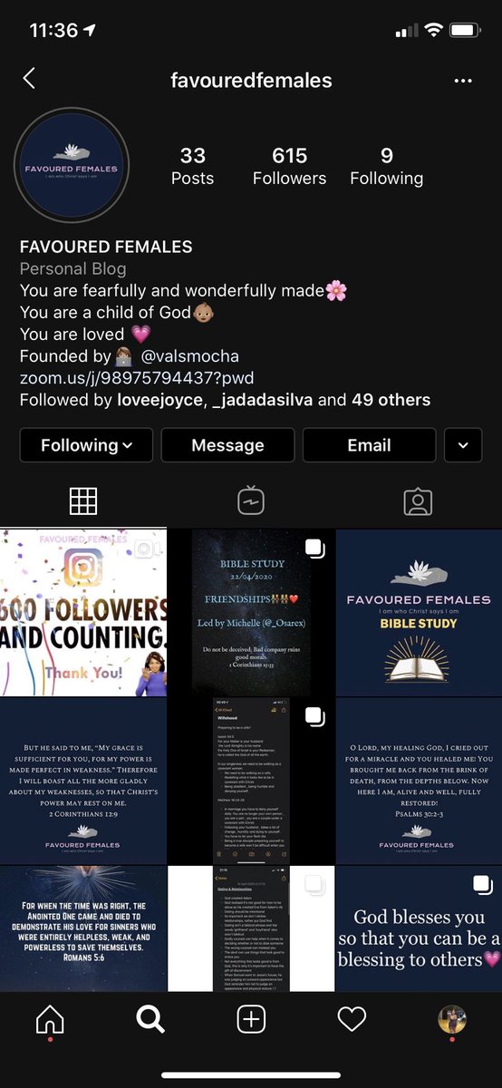 Whilst we’re here, if you need good Christian pages to follow or help you on your walk check out  @favouredfemales on InstagramIf you need the male equivalent there’s  @fellowshipldn on insta too