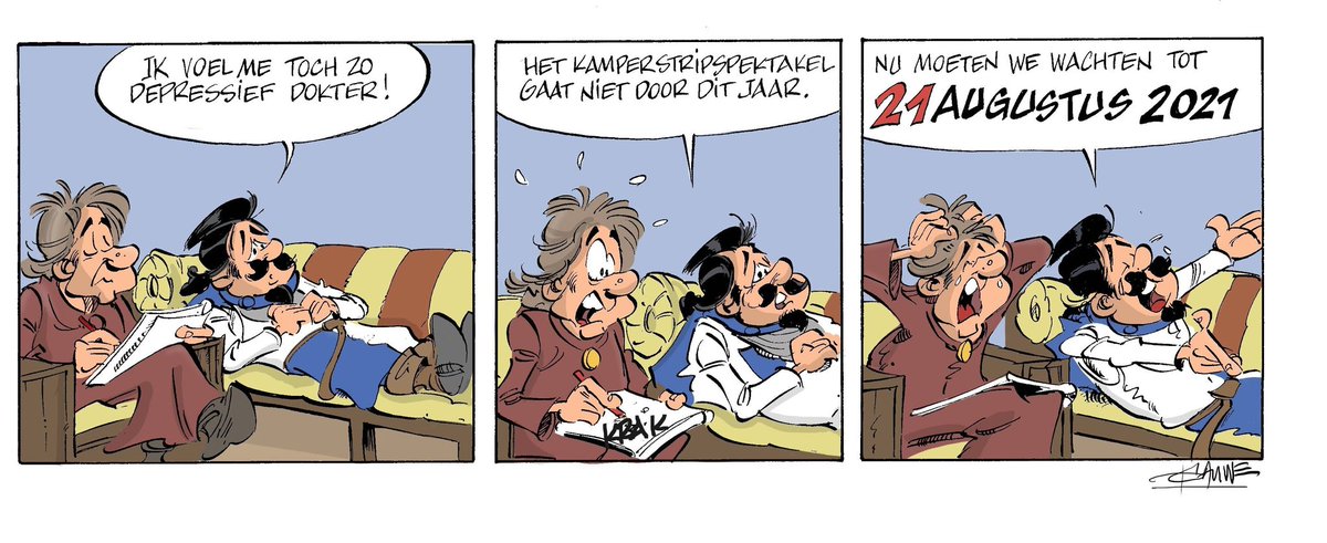 Helaas, het Kamper Stripspektakel kan dit jaar geen doorgang vinden.
Dirk van der Auwera (d'Auwe), de tekenaar van Ridder Dolf, laat het mij op mijn eigen manier vertellen. 😭