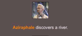 Day One: -Everyone has split off into packs to hunt tributes-Crowley sprains his ankle running away from Campbell.-Aziraphale discovers a river, good for him. -The scariest pack is Martin, Barty, Mudfly and Peter Vincent -Bill and Alec discover fires but don’t investigate