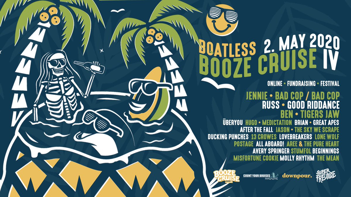 Here is the line up of BOATLESS BOOZE CRUISE IV - our online fundraising - festival on Sat, 5/2/20