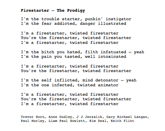 123 Firestarter by The Prodigy #PandemicPoems  https://soundcloud.com/user-115260978/123-firestarter-by-the-prodigy-1