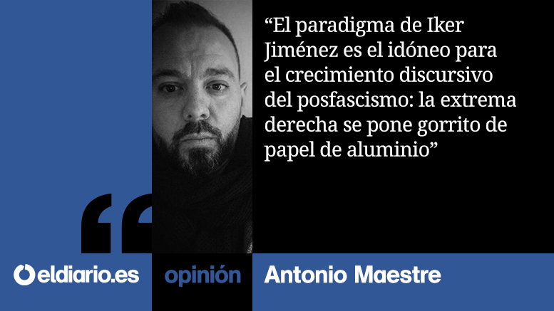 eldiarioes's tweet photo. ✍️ OPINIÓN | "Iker Jiménez se ha convertido en uno de los gurús de la extrema derecha durante la crisis del coronavirus" https://t.co/7AqjkdRzLD Por @AntonioMaestre https://t.co/WSd3dUj5gh
