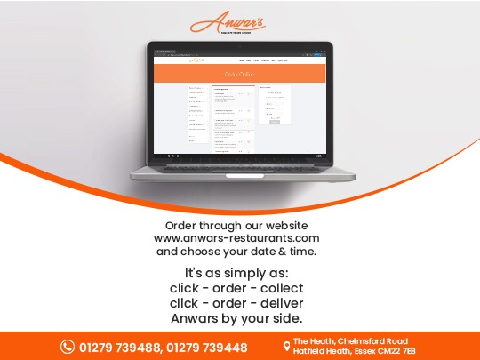 Order through our website anwars-restaurants.com and choose your date &amp; time.

Cell: 01279 739488, 01279 739448
Order Online: anwars-restaurants.com

#indiantakeaway #indianfood_lovers #indianrestaurant #Anwars #Anwarsrestaurant #Theheath #chelmsfordroad #hatfieldheath #essex