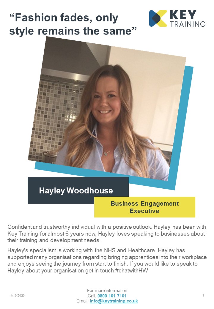 CharlieVBlack's tweet photo. Say Hi to Hayley!

Hayley specialises in working with the NHS to recruit apprentices and upskill exisiting staff through training. 

#KeyTraining #chatwithHW #NHS #NHSStaff #NHSJobs #Healthcare https://t.co/Qh3kd71NU6
