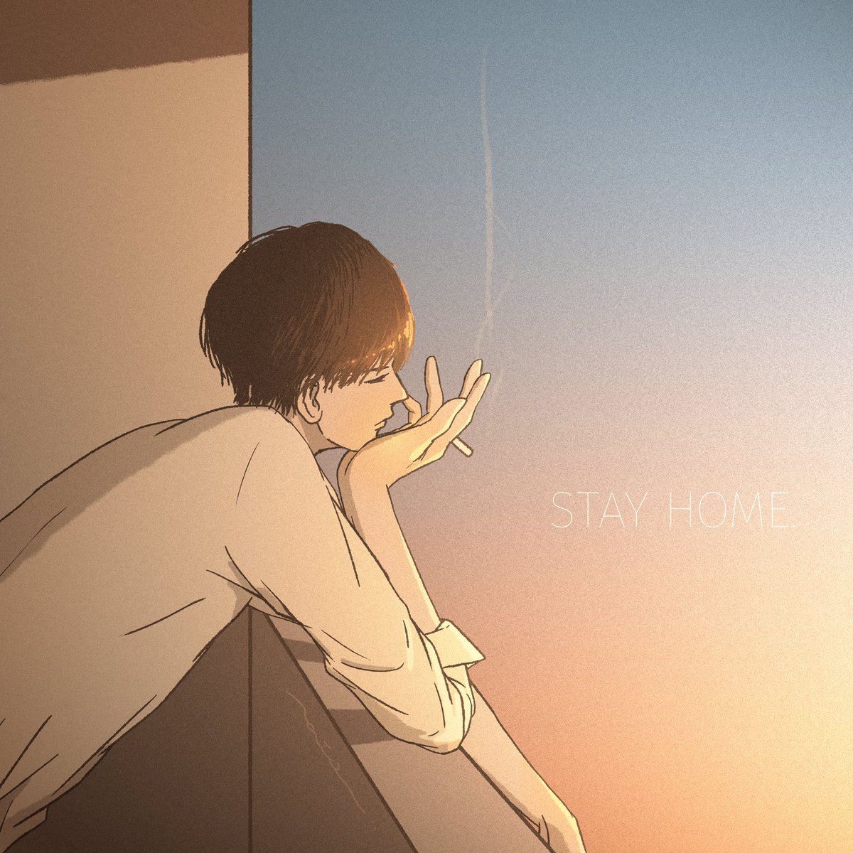 夏 Stay Home Ismoking Stayhome 喫煙男子 タバコ たばこ 煙草 イラスト イラストレーターにできること 絵 絵描きさんとつながりたい