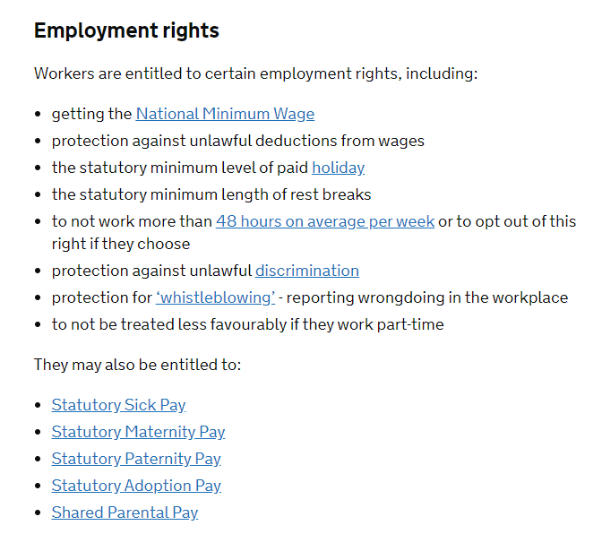 The difference is simple. The UK Government refuses to give carers the status of Workers and so, as a result, they are denied ALL OF THE FOLLOWING: