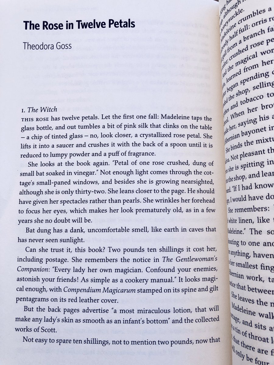 4/26/2020: "The Rose in Twelve Petals" by  @theodoragoss, anthologized in 2006's FEELING VERY STRANGE, edited by James Patrick Kelly and John Kessel.