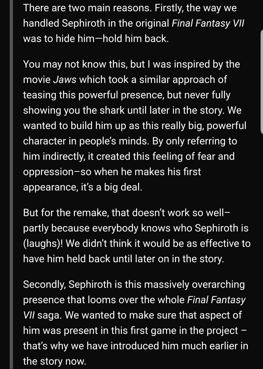 I'm just gonna drop a shitload of Nomura & Kitase quotes about  #FF7R   because maybe some people missed them.(More in comments)