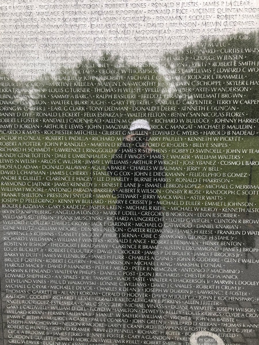You cannot see their names without seeing yourself in their sacrifice, more poignant because the cause was so suspect. Their devotion is not suspect, however. I have a cousin I never met on that wall.  #teamkunken  @kulturec